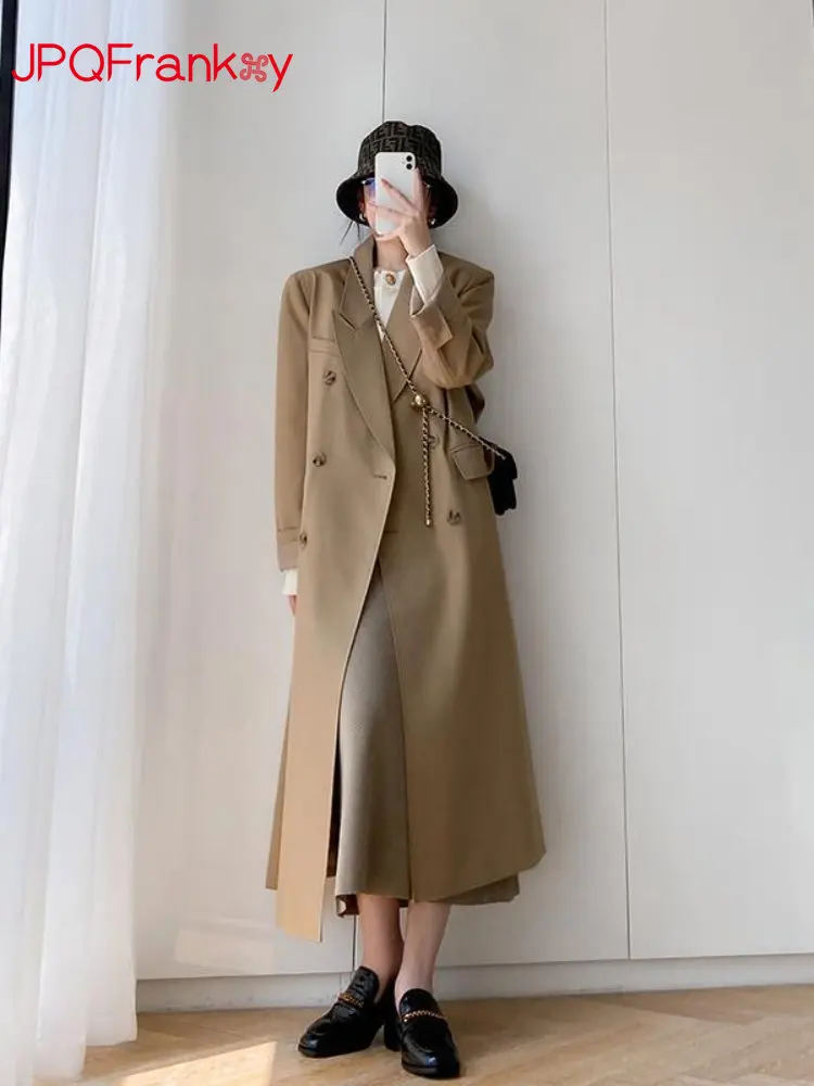 

Ветровка женская весна-осень 2023 новая Корейская версия Длинная тонкая, высококачественная, атмосферная, немнущаяся