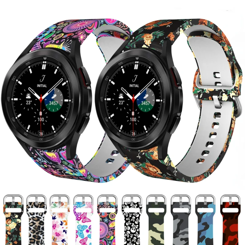 

Silicone Strap for Samsung Galaxy Watch 6/5/4 44mm 40mm 5 Pro 45mm Printed Bracelet for Watch 4 6 Classic 42 46mm 43mm 47mm Band