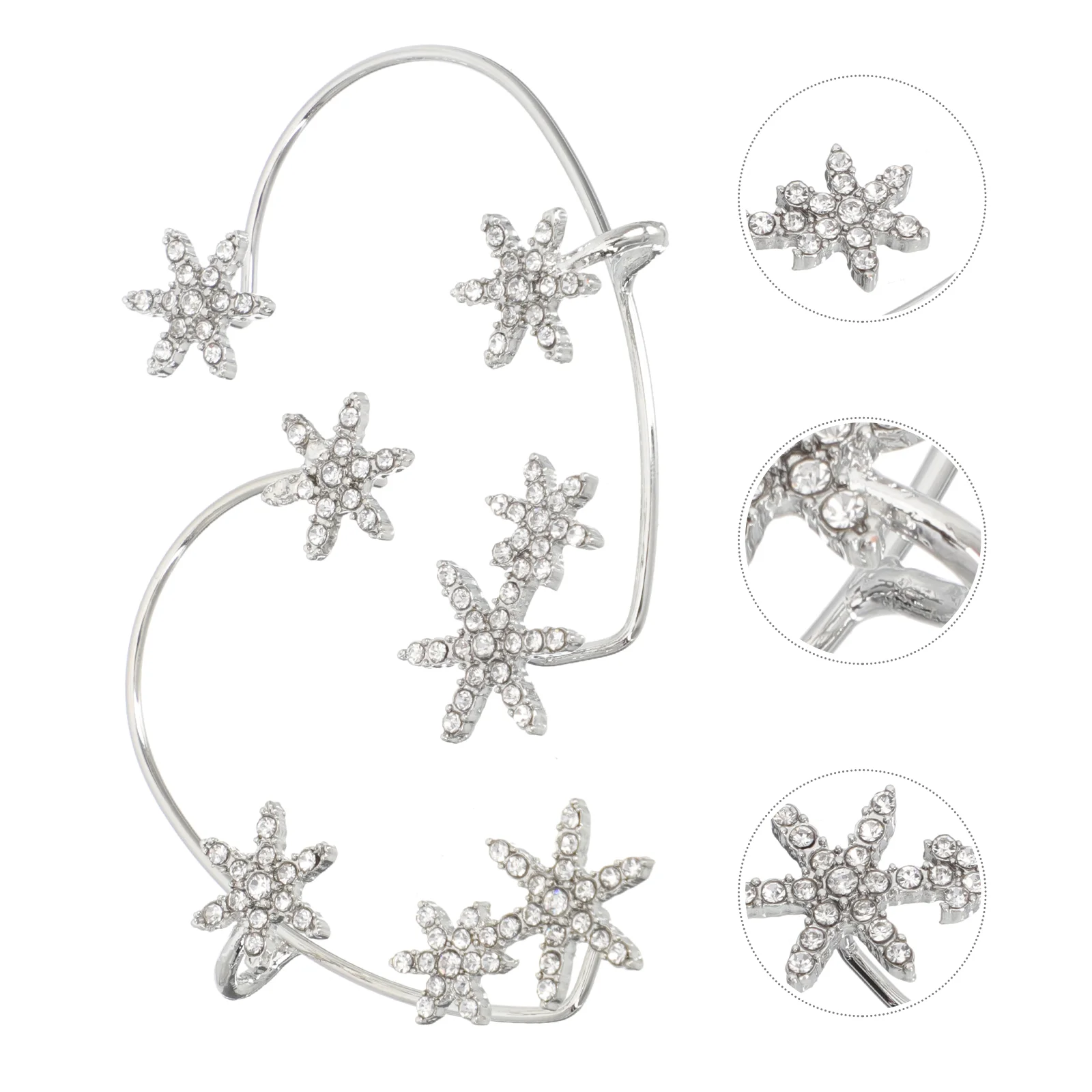 

Ear Earrings Cuff Wrap Snowflake Clip Cuffs Earring Rhinestone Jewelrywomensnowflak Pierced Nonaround Zircon Smallpierce Hook