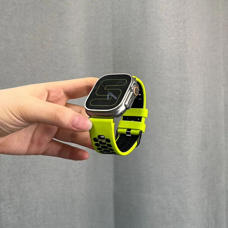 Silicone Strap For Apple watch ultra 49mm Sport Bracelet iwatch Series 8 se 7 6 5 4 band 45mm 44mm 42mm Belt Double Color Strap