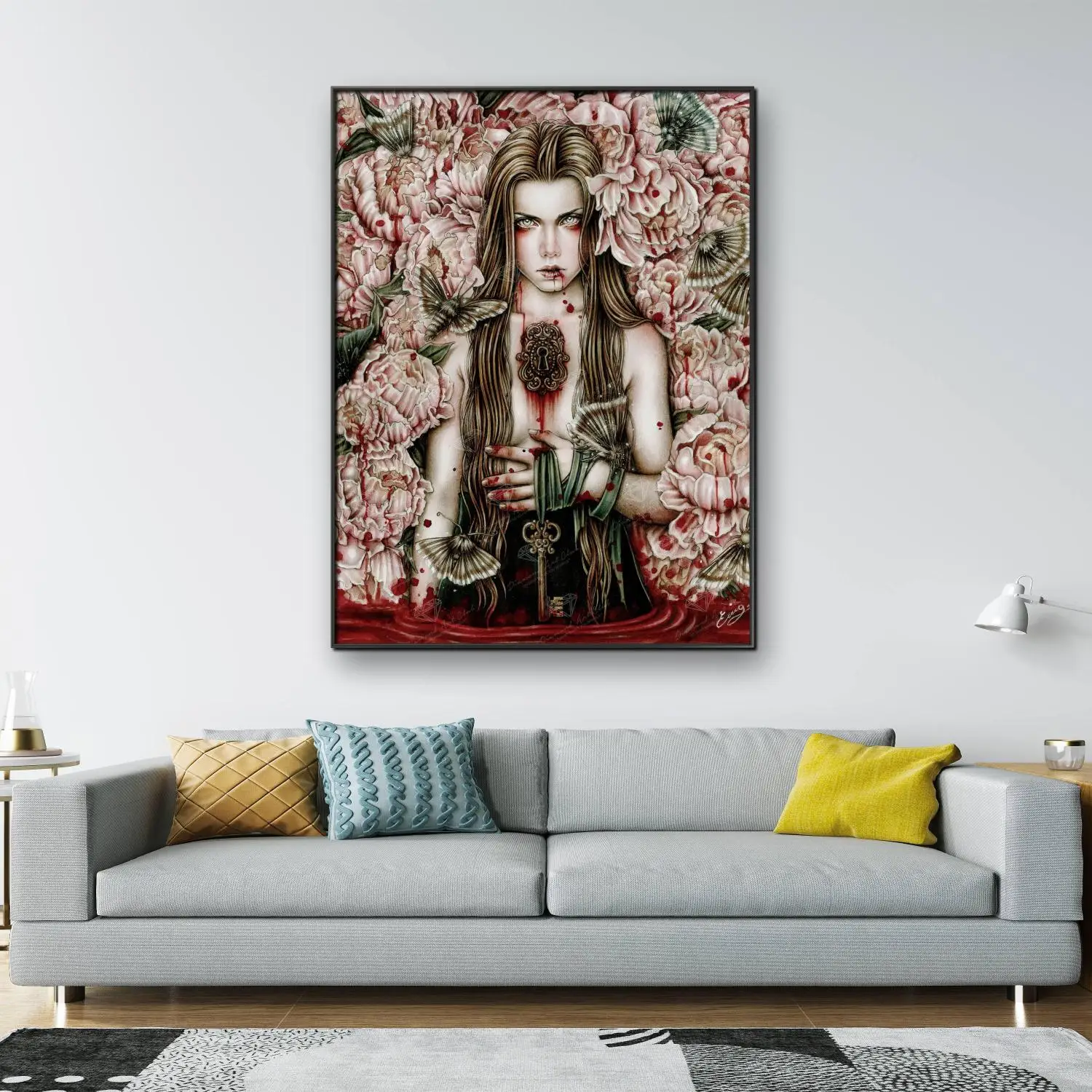 

Diy AB Diamond Painting Kit Gothic Vampire Maiden Flowers Butterfly Full Diamond Mosaic Puzzle Embroidery Room Decor Gift