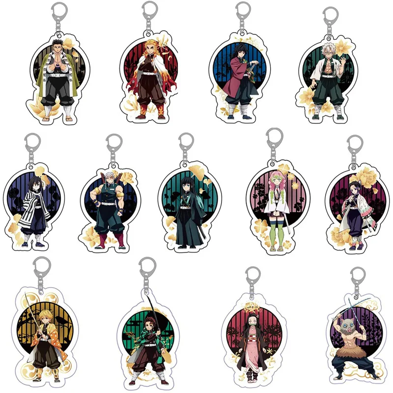 

Hot Anime Demon Slayer Keychain Acrylic Kimetsu No Yaiba Blade of Ghost Keychains Key Cover Chain Keyring Jewelry Fans Gifts