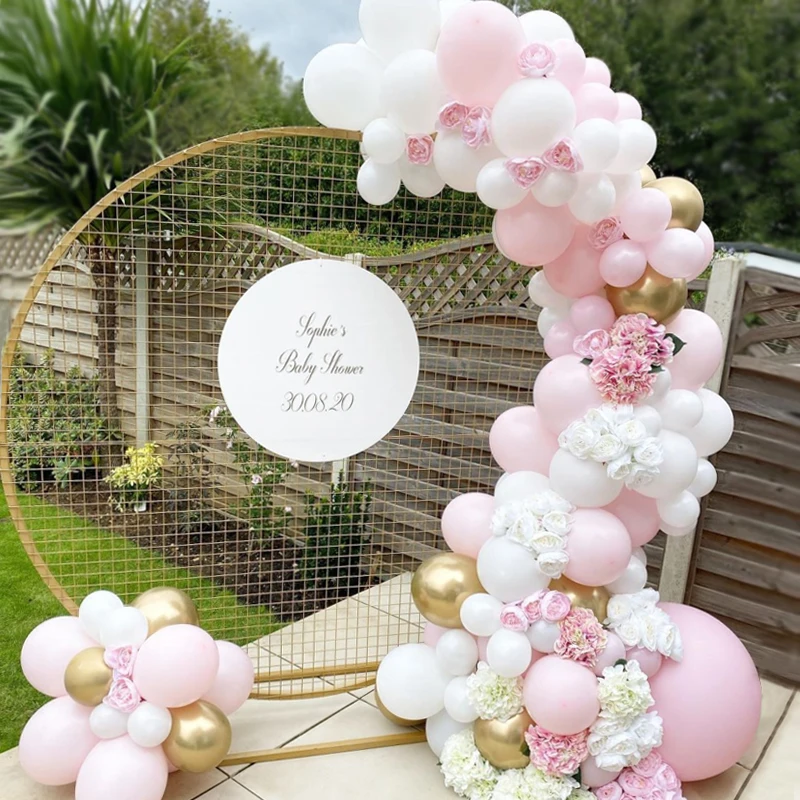 

Pastel Balloons Arch Baby Baptism Girl Macaron Balloon Arches Kit Pink and White Birthday Party Decor Kids Metal Ballons Garland