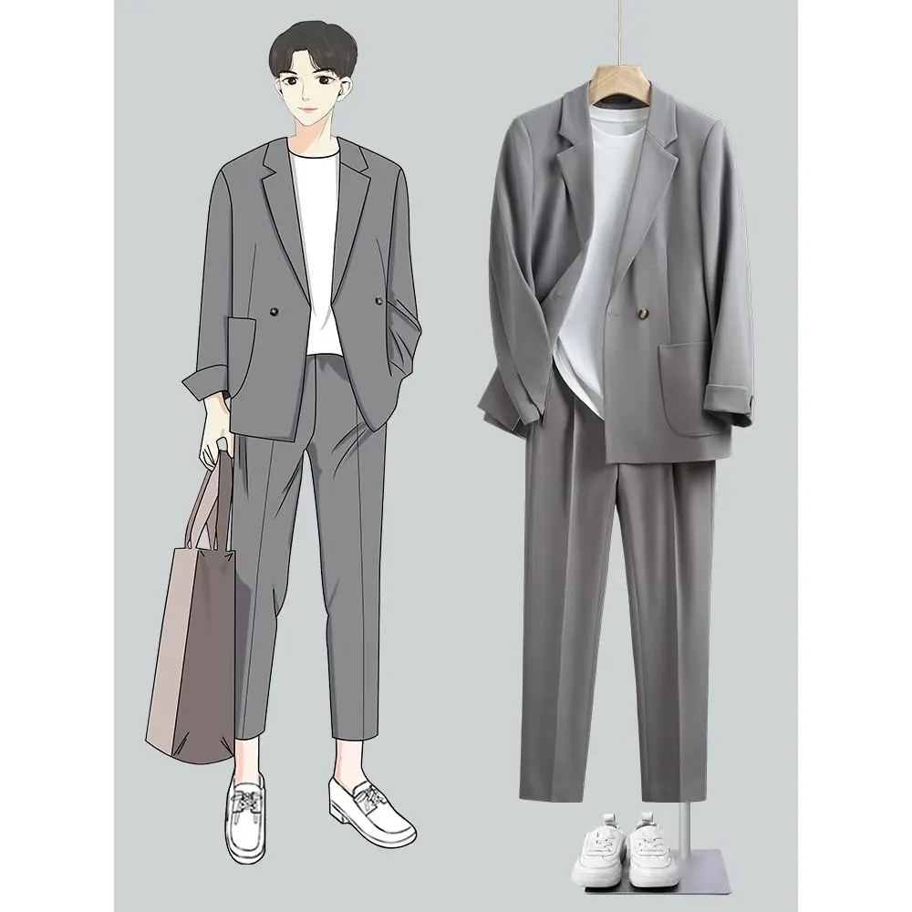 Jacket Sets Mens Designer Clothes Casual Blazer Pants Set Men Harajuku Oversize Jacket and Capris 2 Piece Set Streetwear New