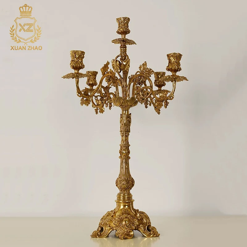 Французский винтажный латунный декоративный подсвечник европейская классика