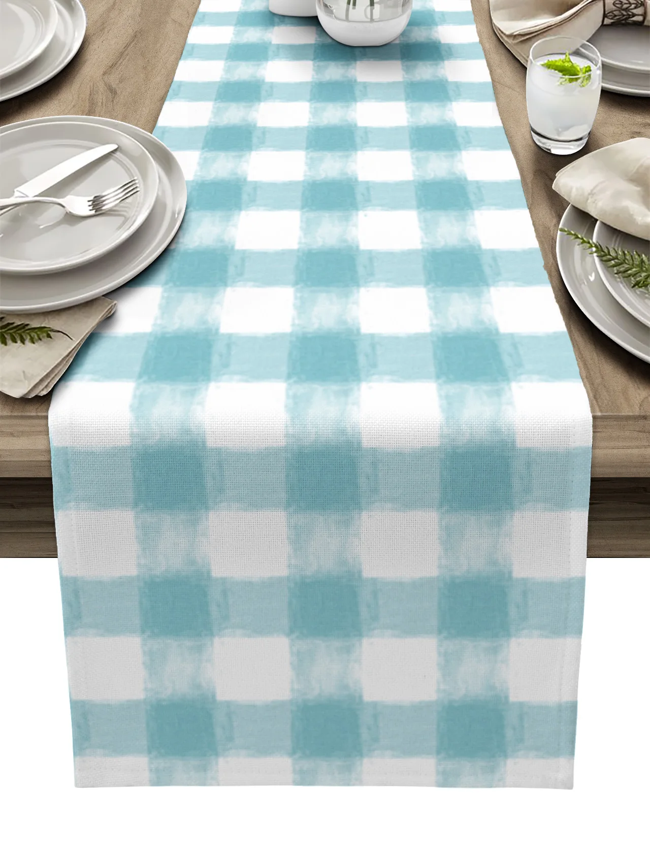 

Rustic Cyan Watercolor Grid Coffee Table Decor Home Decor Farmhouse Rustic Decor Kitchen Dining Table Decor
