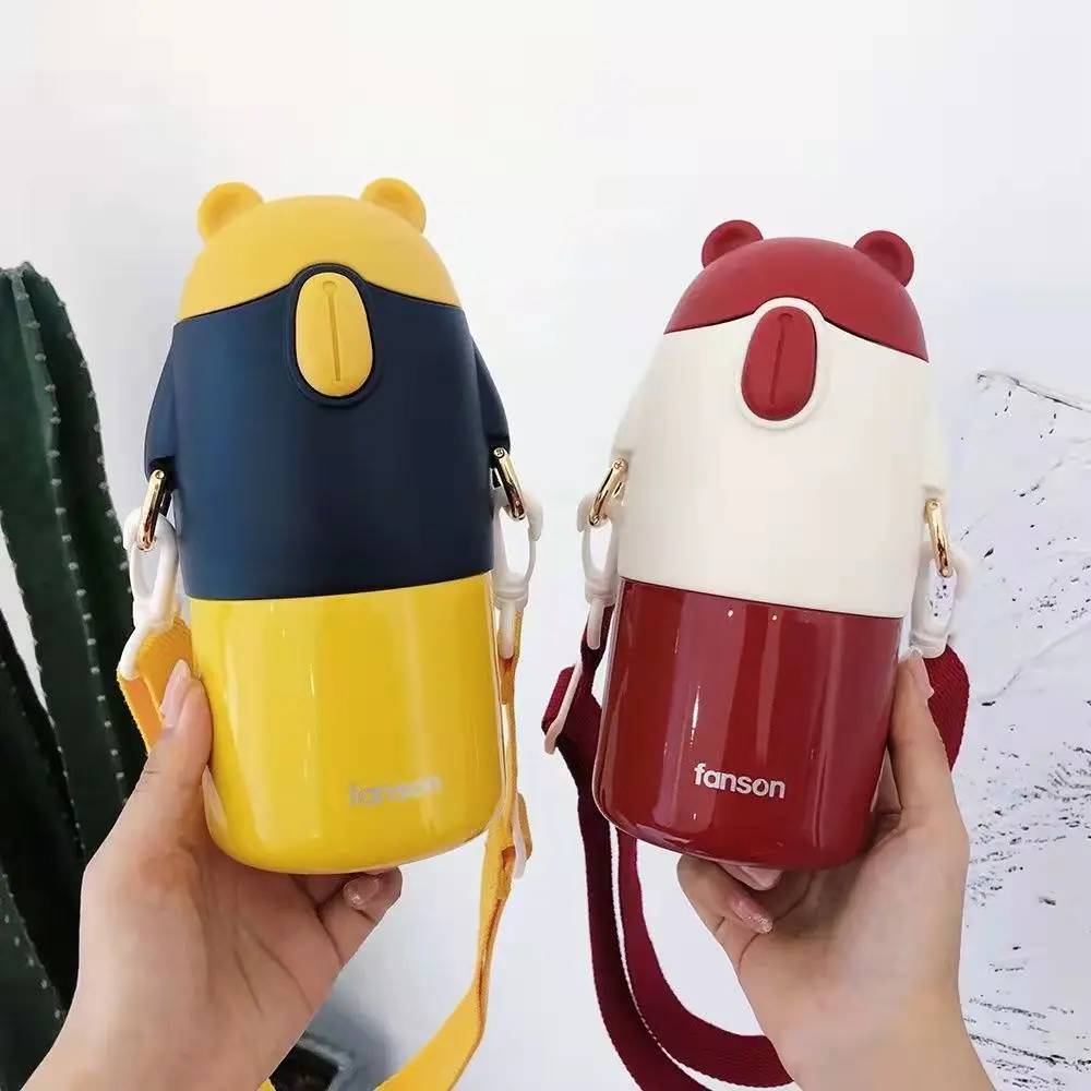 Enlarge 450ml New Style 304 Stainless Steel Kids Thermos Cup Cartoon Portable Water Cup Cartoon Hot Water Bottle Feeding Bottle