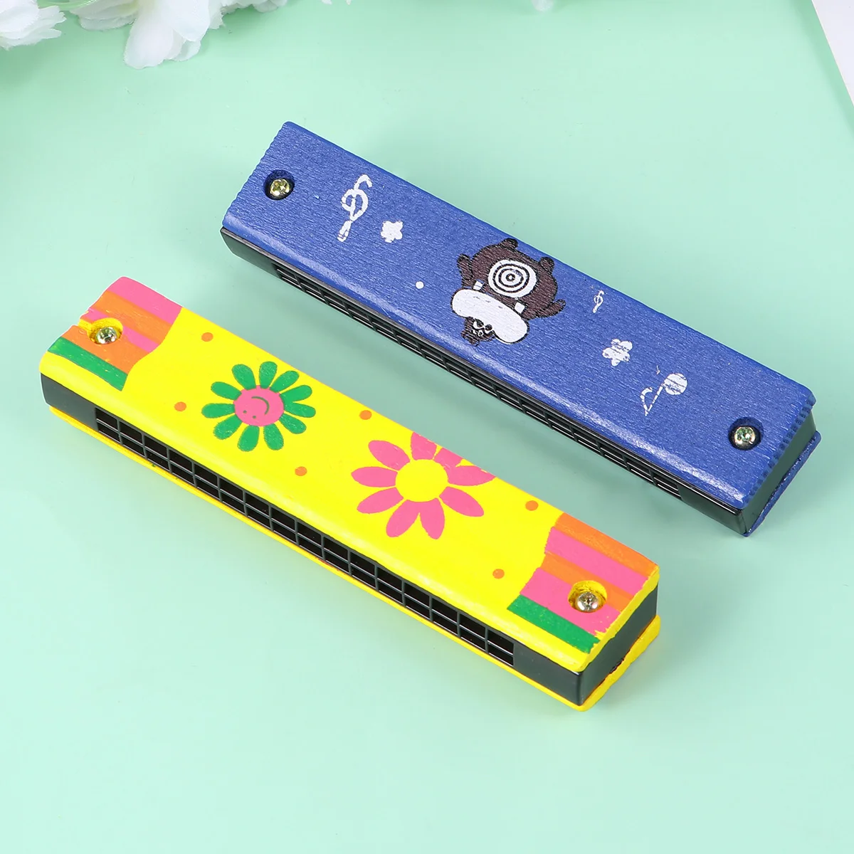 

4 Pcs Harmoniousa16holeharmonicaharmonica16holeharmonicaearlyeducation Kid Wooden Mouth Organ Kids Mini Toys Christmas Child