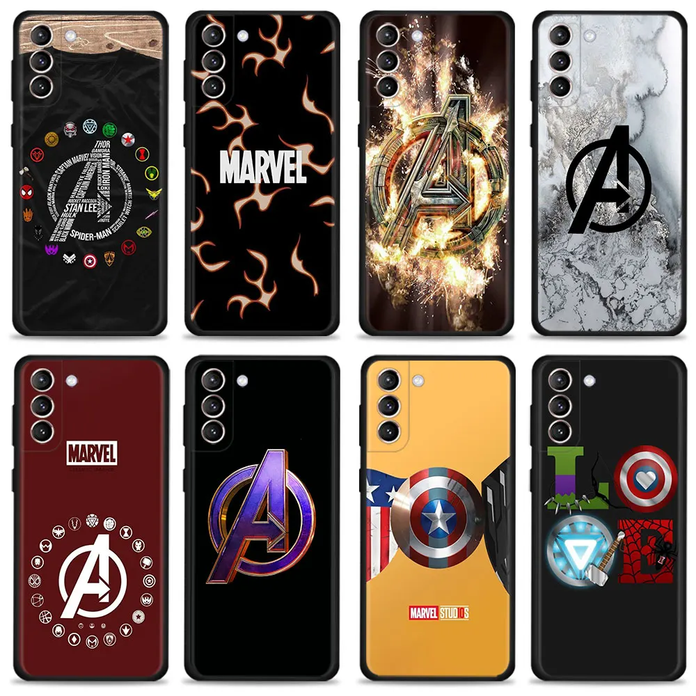 

Marvel Avengers Heros Logo For Samsung S7 S10 S21 Plus S20 FE 2022 S22 Ultra 5G S8 S9 S10e Phone Coque Luxury