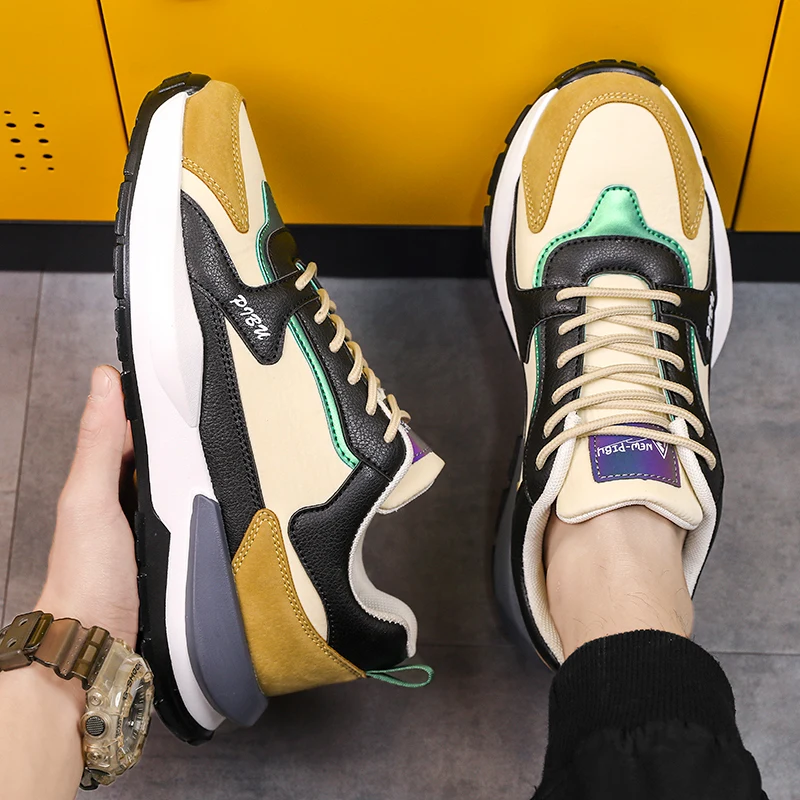 

Korean Summer Retro Platform Men Casual Board Shoes Cushioning Street Style Mesh Running Sport Sneakers for Men