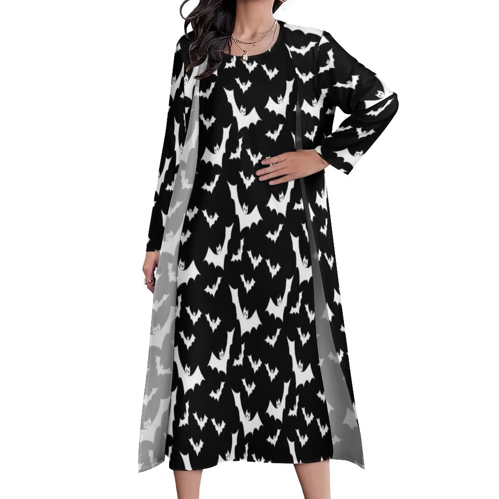 

Платье-макси Летучая мышь с принтом в готическом стиле