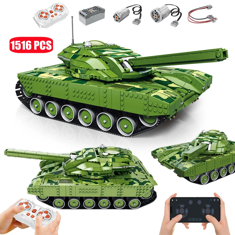 

Military WW2 Remote Control Tank Building Blocks Ideas MOC Army APP RC War Tanks Weapon Bricks Assembly Toys For Children Gifts