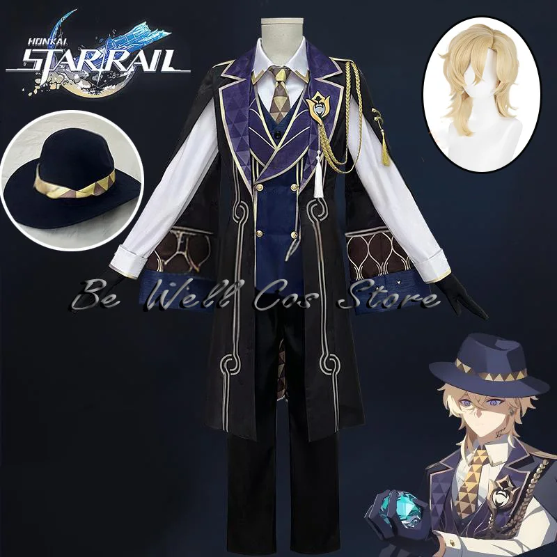 Игра Honkai Star Rail Авантюрин Косплей Костюм Парик Десять Stonehearts Шляпа Серьги Униформа