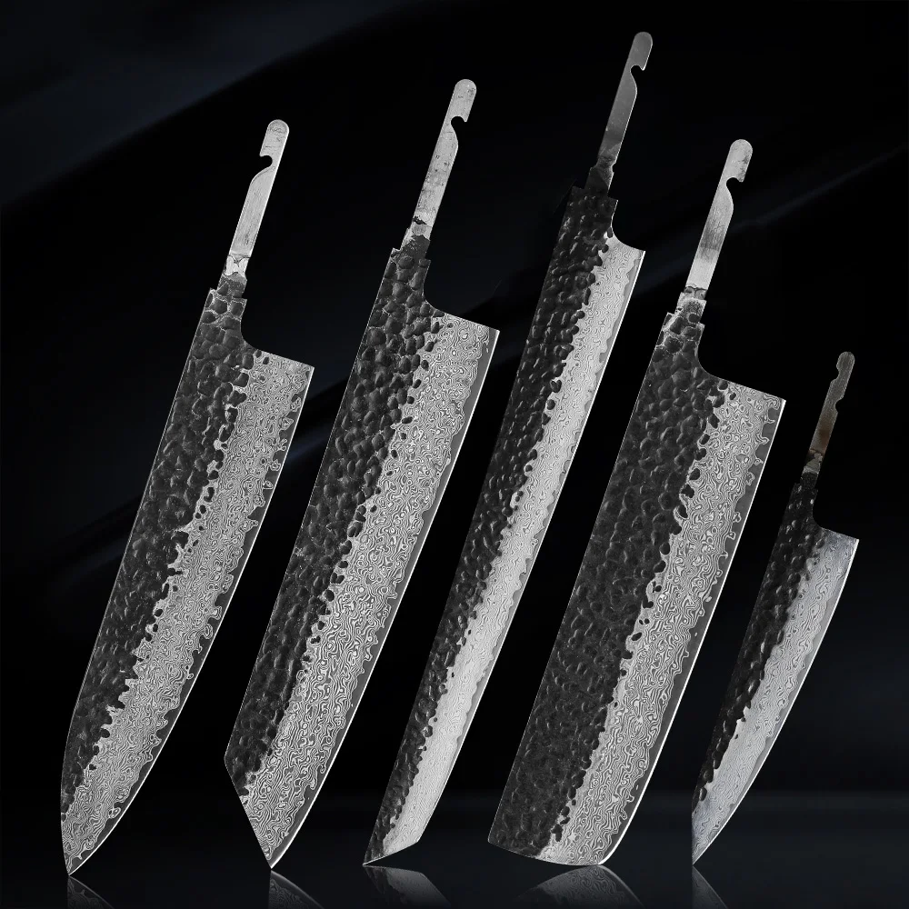 Japanese Kitchen Knife Blade Blank 9CrMov18 Handmade Forged Damascus Steel Custom Chef Knife  Making Kit DIY Handle