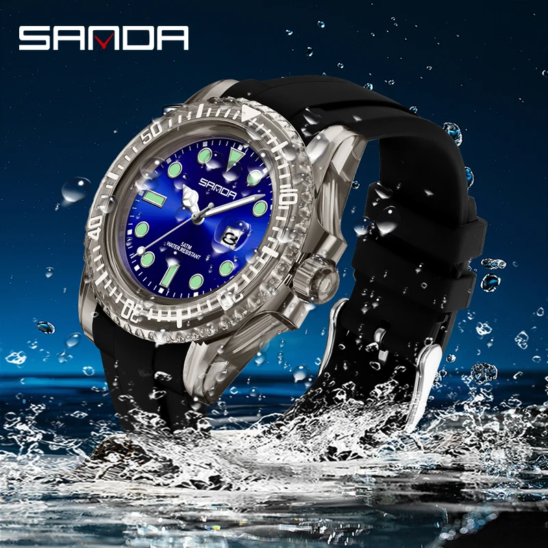 

SANDA Top Brand Watch For Men Luxury electronic quartz watch with calendar Fashion sports waterproof leisure Wrist watch 9007