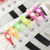 12pcslot fashion silicone shoelaces elastic for sneakers shoe laces without wies kids adult lazy quick lace rubber shoestrings