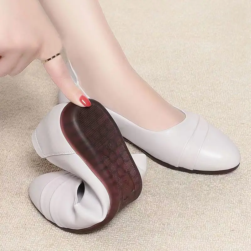 Women's shoes spring autumn leather shoes women Ladies Elegant Butterfly-Knot Comfortable Soft Flat Shoes Women 2023 new