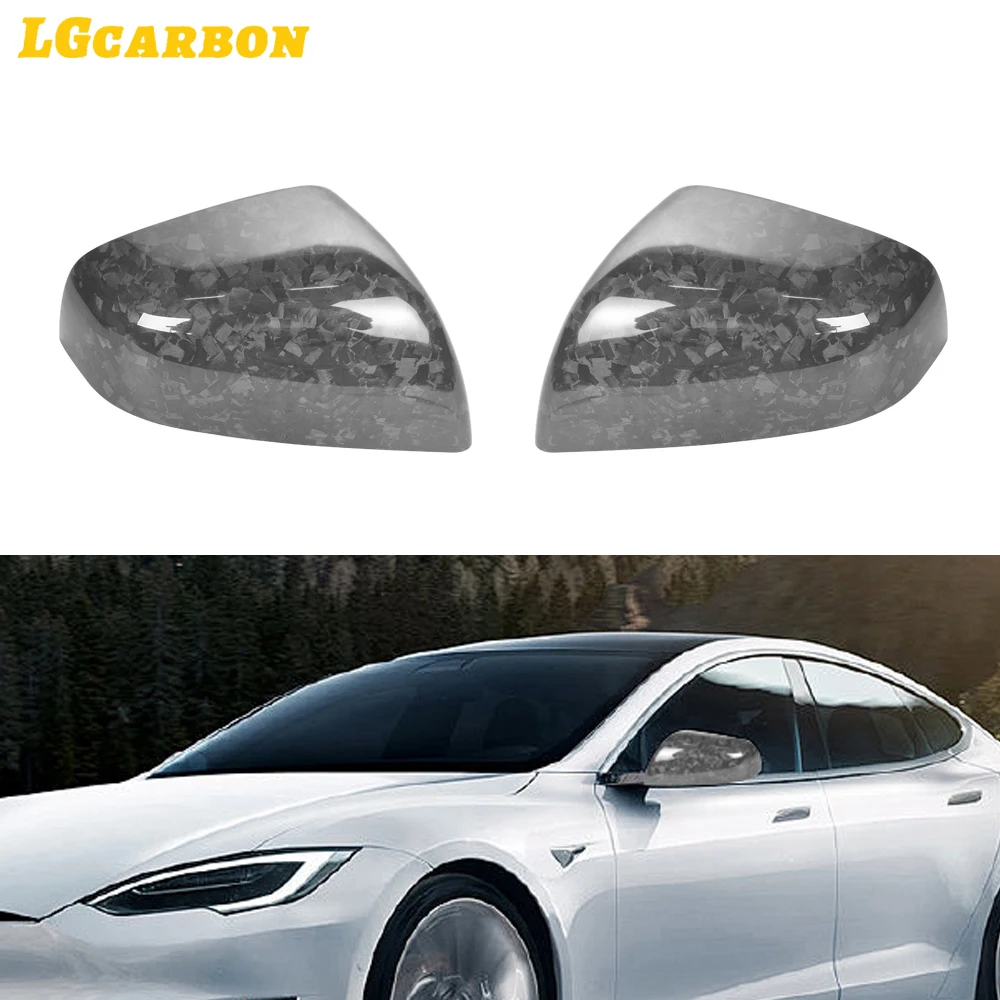 LGcarbon Model X Сухая кованая крышка зеркала из углеродного волокна для Tesla Корпус