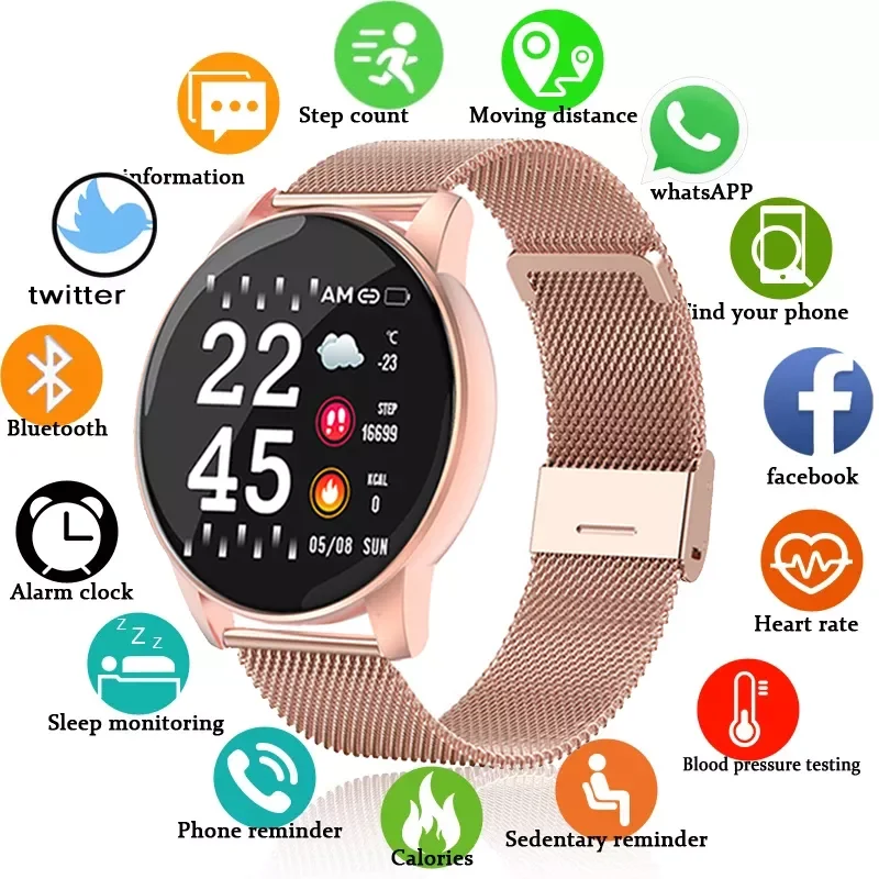 

2021 Smart Watch Men Blood Pressure Heart Rate Fitness Tracker Bracelet Women Watch Round Smartwatch for Android IOS Smart Clock
