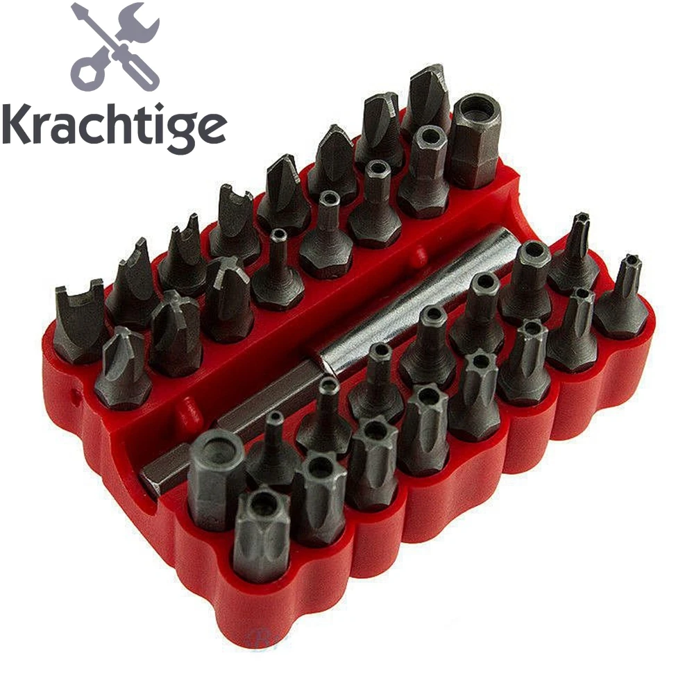 

Krachtige 33Pcs 1/4" 6.35mm Magnetic Holder Drill Tools Screws Security Tamper Proof Spanner Star Hex Torx Wing Screwdriver Bits