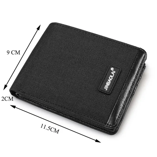 Man Classic Horizontal Fold Organizers Wallet Card ID Holder Canvas Cowhide Genuine Leather Wallets for Men Purse 6