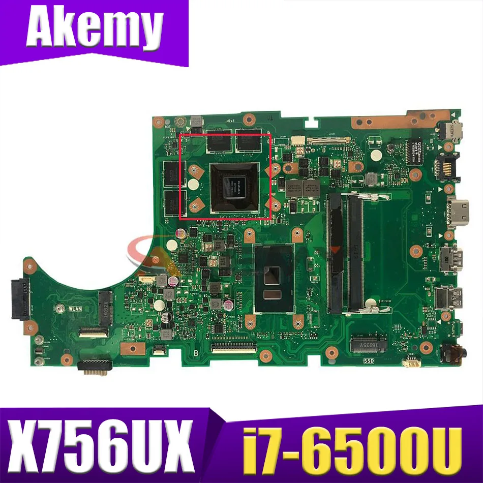 

X756UX Laptop motherboard for ASUS X756U X756UWK X756UX X756UJ X756UB X756UV mainboard i7-6500U GTX950M/2GB DDR4 Memory slot