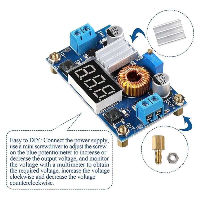 3 шт. XL4015E 5A высокомощный 75 Вт 1 25-38 в Регулируемый РЕФРИЖЕРАТОРНЫЙ понижающий