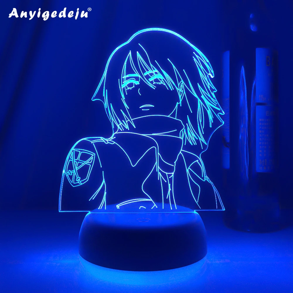 

New Led Night Light Anime Attack on Titan Mikasa Ackerman Lamp for Room Decor Light Cool Birthday Gift Bedside Desk Lamp Battery