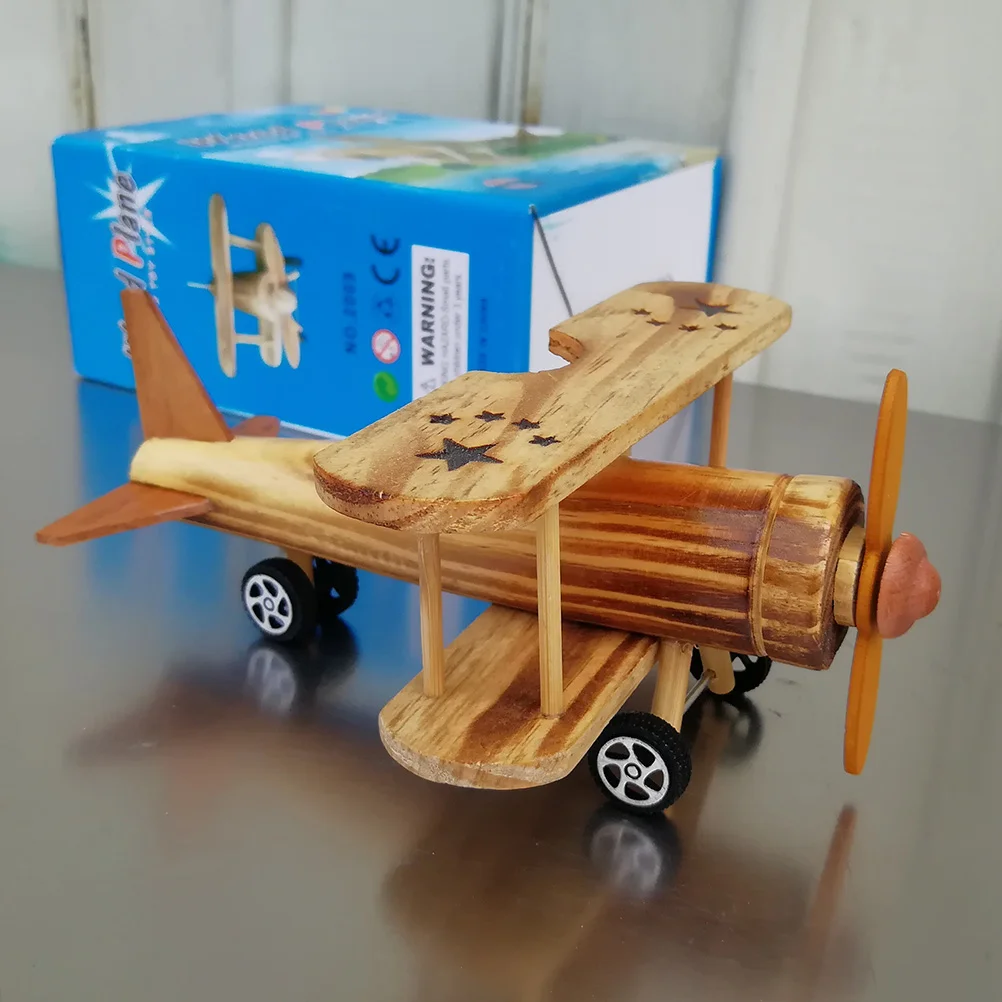 

Christmas Decorations Desktop Ornament Wooden Plane Decorate Airplane Craft Child