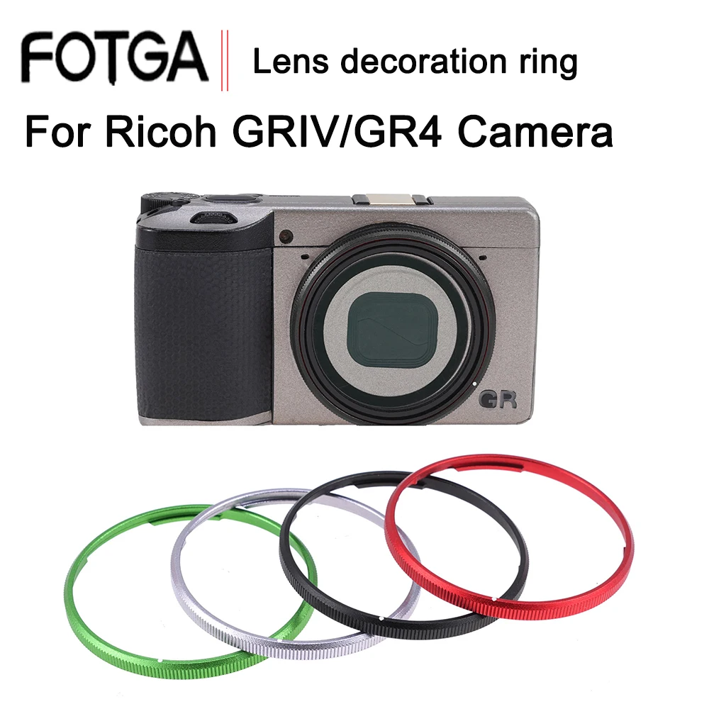 Кольцо для объектива FOTGA из алюминия для камеры Ricoh GRIV GR4, заменяет декоративное кольцо объектива, доступно в черном, красном, сером и зеленом цветах. (art.: 3920dd2fb2b32) - 3920dd2fb2b32