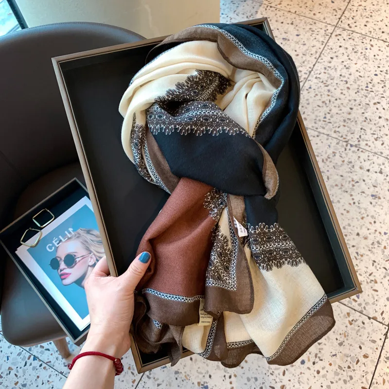 

180*90 см 2022 роскошный новый дизайн льняной шарф платок бандана длинная шаль платок женский хиджаб глушитель Шелковый женский оптовая продажа