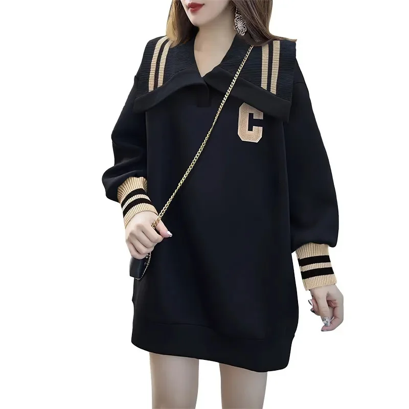 

Платья для женщин, новинка весны 2023, свободные платья-свитеры средней длины с буквенным принтом и круглым вырезом, женская одежда, бесплатная доставка