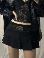 gothic pastel micro skirts low rise black %e2%80%8bpocket patchwork a line skirt aesthetic outfit punk vintage harajuku streetwear style