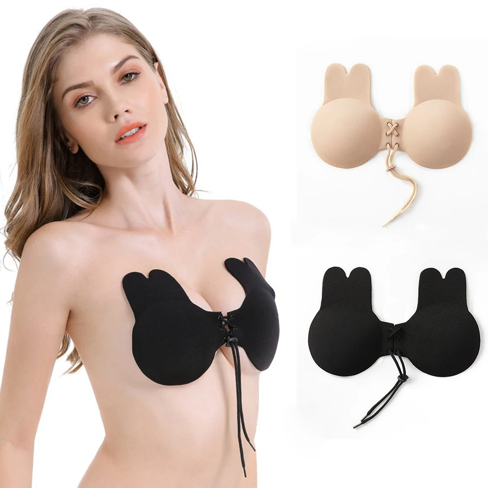 

Invisible Push Up Bra Backless Strapless Bra Seamless Front Closure Bralette Underwear Women Self-Adhesive Silicone Sticky