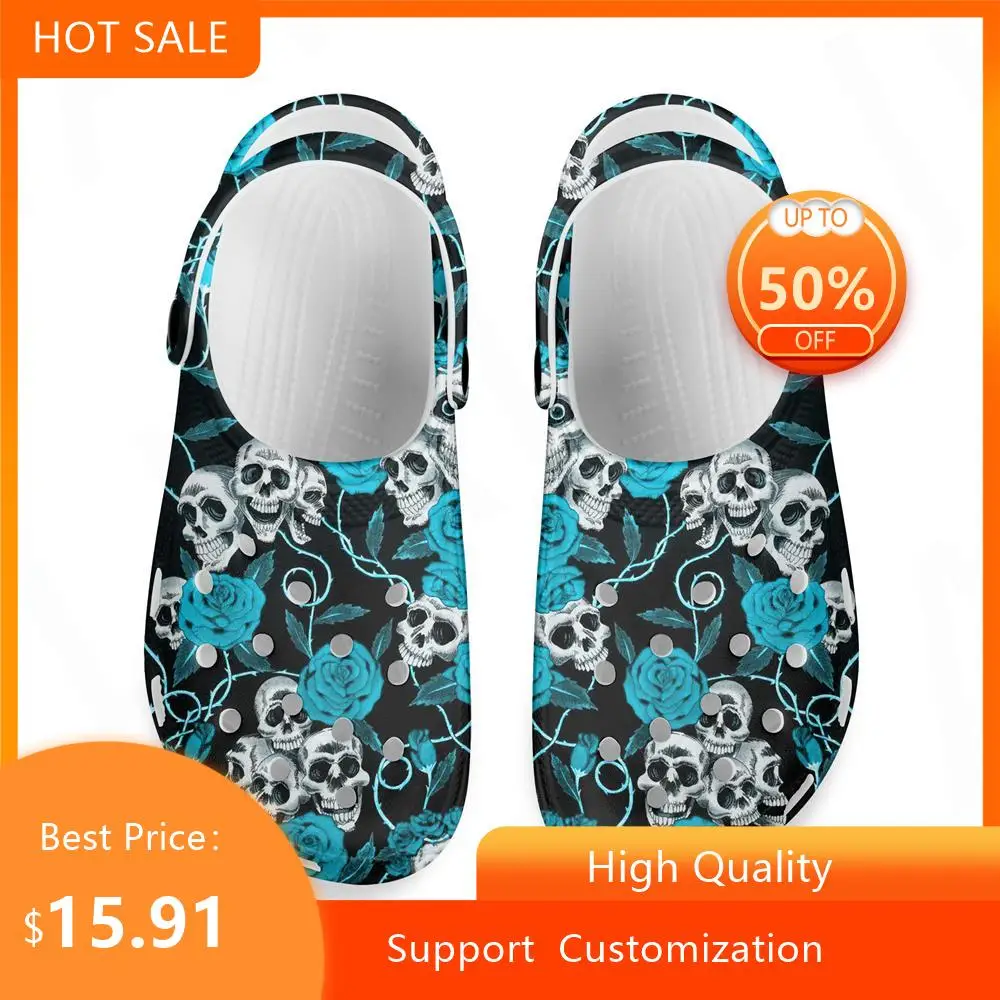 

Женские сандалии HYCOOL в готическом стиле, Повседневная пляжная обувь на платформе, тапки с принтом черепа, шлепанцы на лето