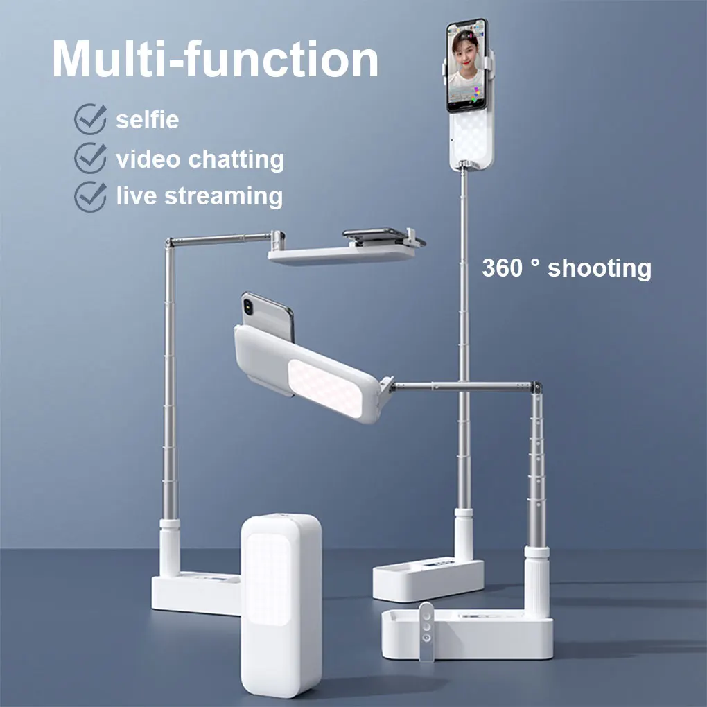 

Live Streaming Phone Holder with Dimmable Filling Light Telescopic Selfie Cellphone Bracket