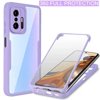 360 clear case for xiaomi mi 11 lite 5g 11t 12 shockproof full protection cover for redmi 10 prime note 11 10 pro max 10s 11s