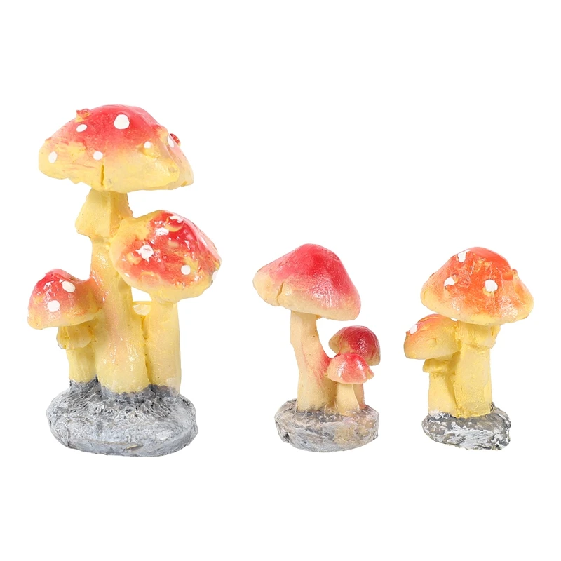 

3-Piece Miniature Fairy Garden Mushroom Ornament Dollhouse Plant Pot Figurine DIY Decor Home Decoration Style2 3-Piece