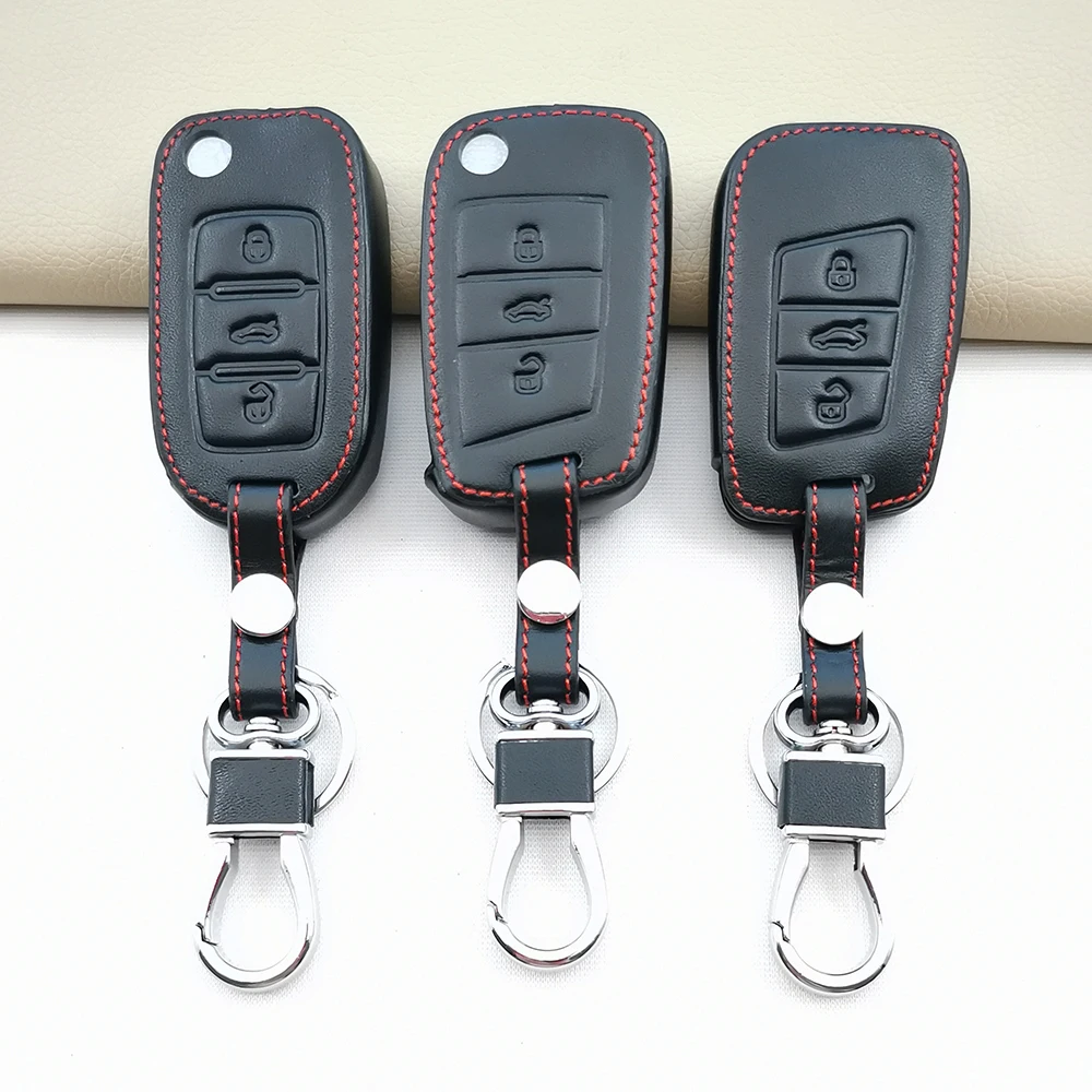

Мягкий кожаный чехол для автомобильного ключа для Volkswagen VW Bora Polo Tiguan Jetta Passat B5 B6 B7 Golf Beetle for Skoda Octavia