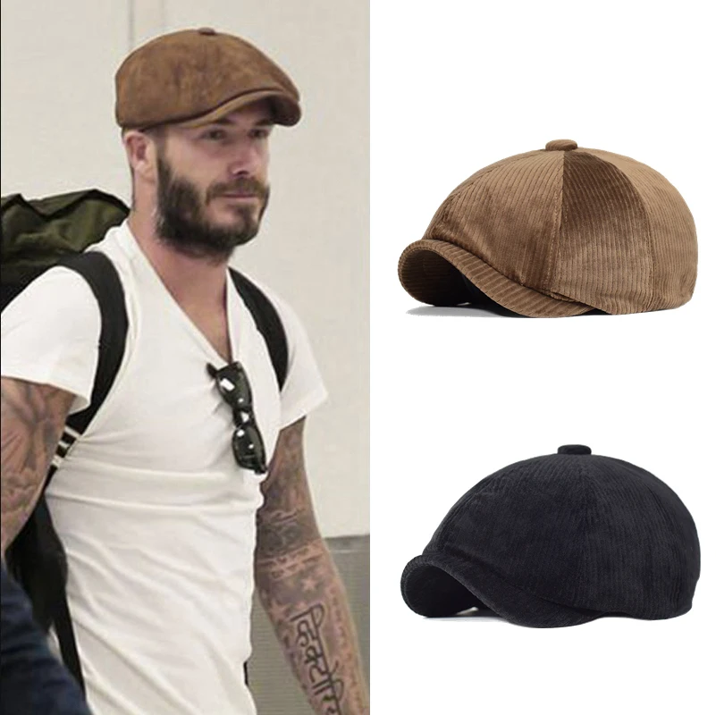 

Unisex Flat Corduroy Beret Warm Spring Autumn Newsboy Caps Men Women Octagonal Hat for Male Retro Striped Beret Hats Gorras