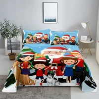 christmas children 0 91 21 51 82 0m digital printing polyester bed flat sheet with pillowcase print bedding set
