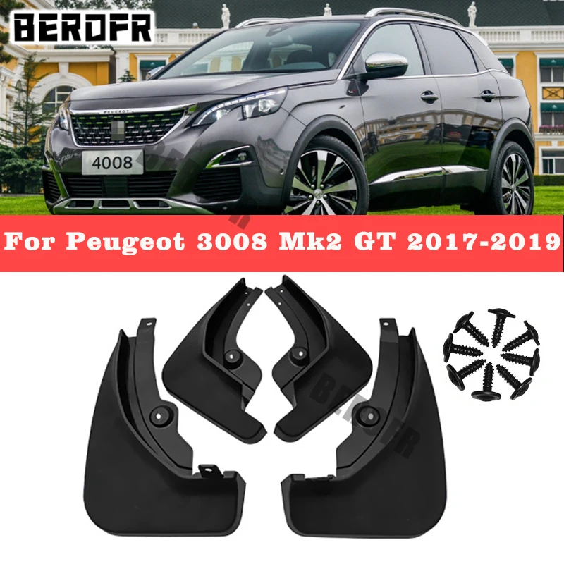 

For Peugeot 3008 Mk2 GT 2017 2018 2019 Car Mud Flaps Fender Mudguards Mudflaps Splash Guards 4PCS Brand New