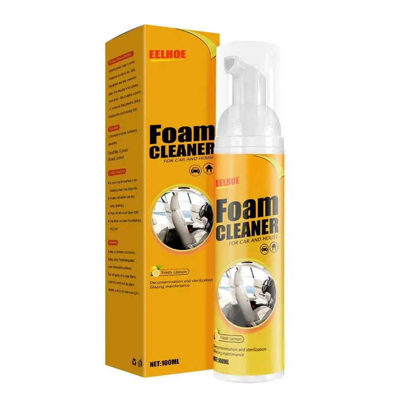 All-Purpose Foam Cleaner Sprays Multifunctional Foam Cleaner For Car Lemon Flavor Rinse-Free Cleaners Cleaning Sprays For Car
