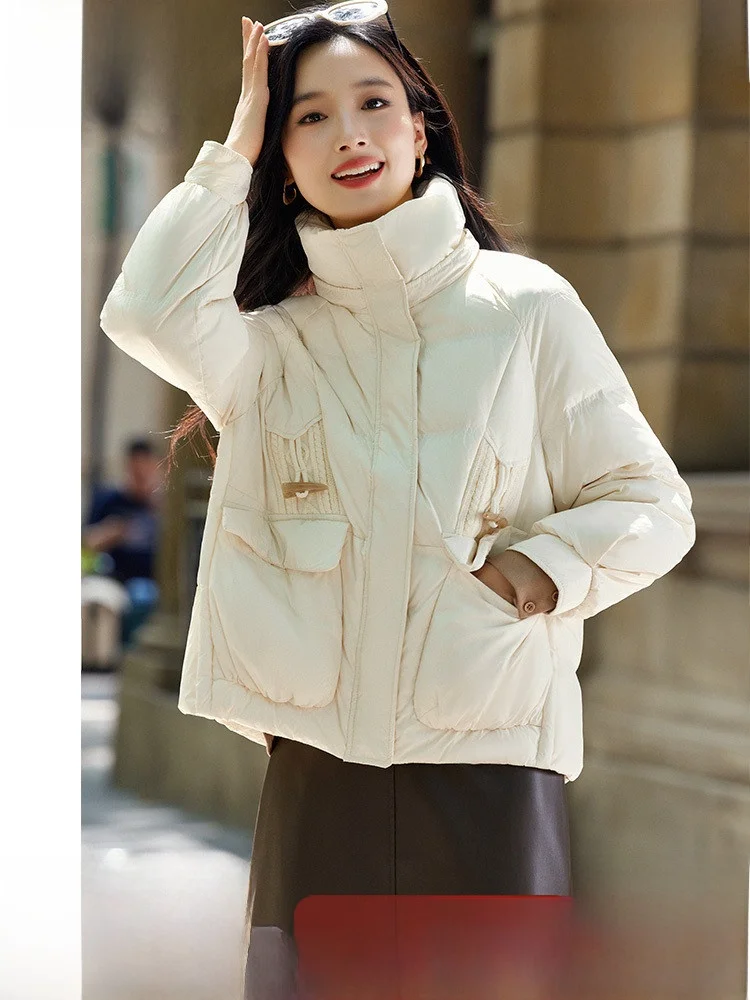 Ouqi Snow 2024 новая зимняя женская модная повседневная куртка с длинными рукавами и
