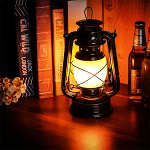 Flame Lamp Rechargeable LED Bar Table Lamp Iron Retro Table Lamp Restuarant Cafe Bar Horse Lamp Kerosene Lamps Night Light