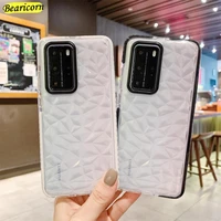 soft diamond pattern phone case for huawei p10 p20 p30 p40 lite p50 p smart z y7a y9a honor 50 se play 4t pro transparent cover