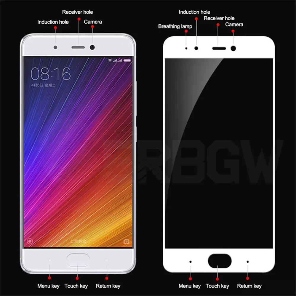 

Free shipping Full Cover Protection Glass Film Protective Glass For Xiaomi Mi 6 6X 5X Tempered Screen Protector For Mi A1 A2 No