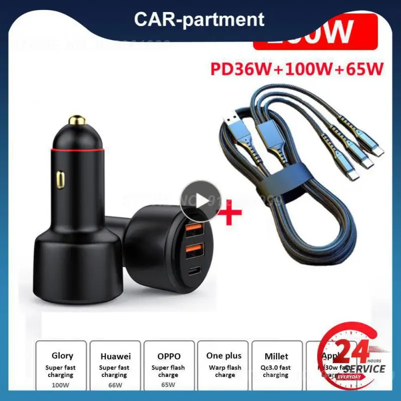 

1~6PCS Multifunction Cigarette Lighter Pd3.0 Fast Charge Car Charger With Led Display Durable Car Charger Adapter