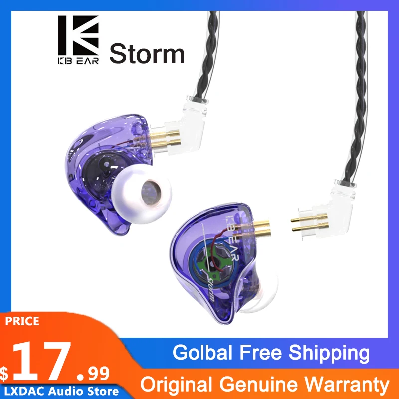 

KBEAR Storm однодинамические наушники-вкладыши с монитором и 2 контактами, проводные наушники HiFi, гарнитура для музыки в джазовом стиле, спортивн...