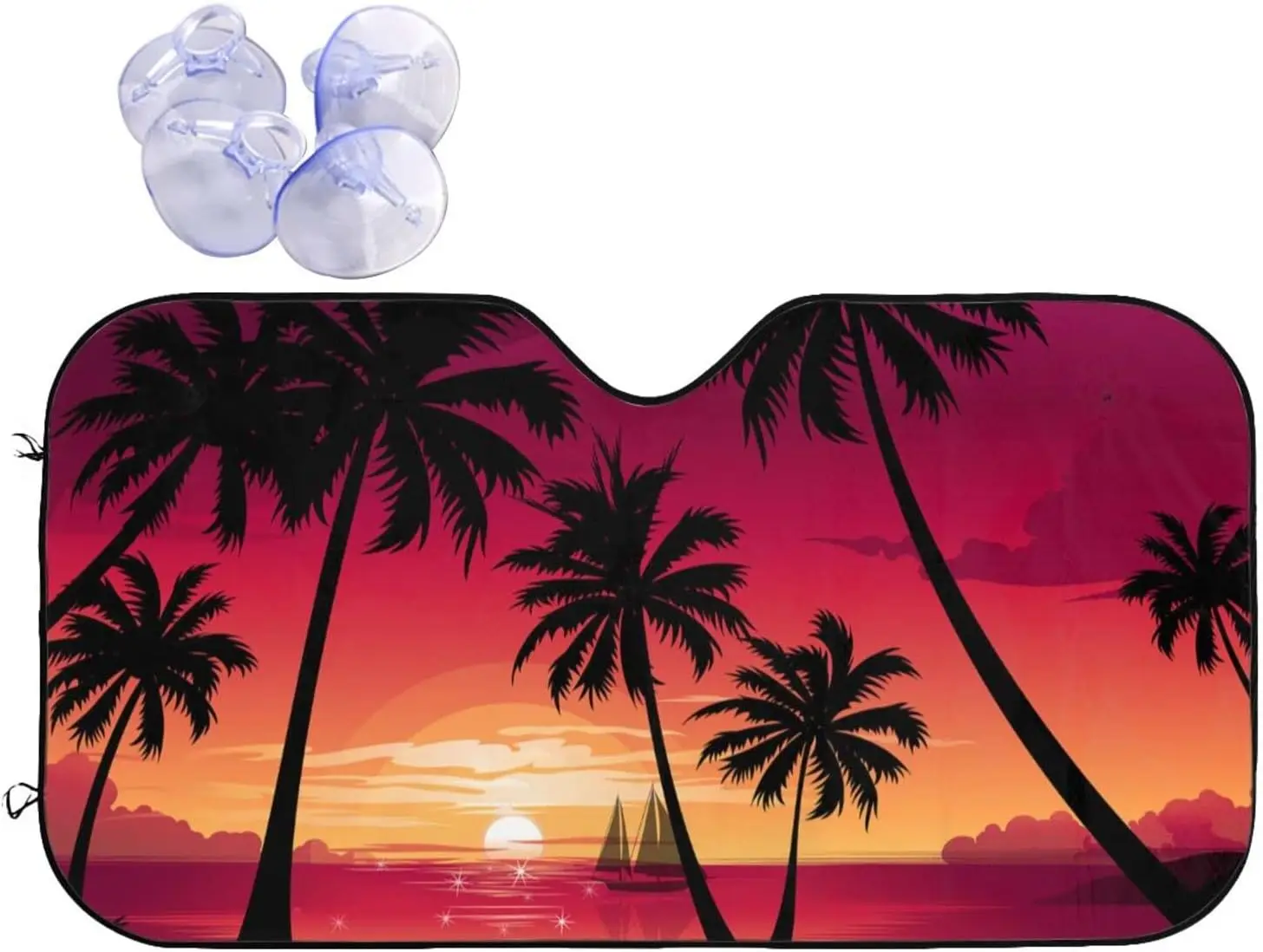 

Palm Tree Tropical Island Sunset Car Windshield Sun Shade Foldable Front Window Sunshade Visor Uv Reflector for Women Cars